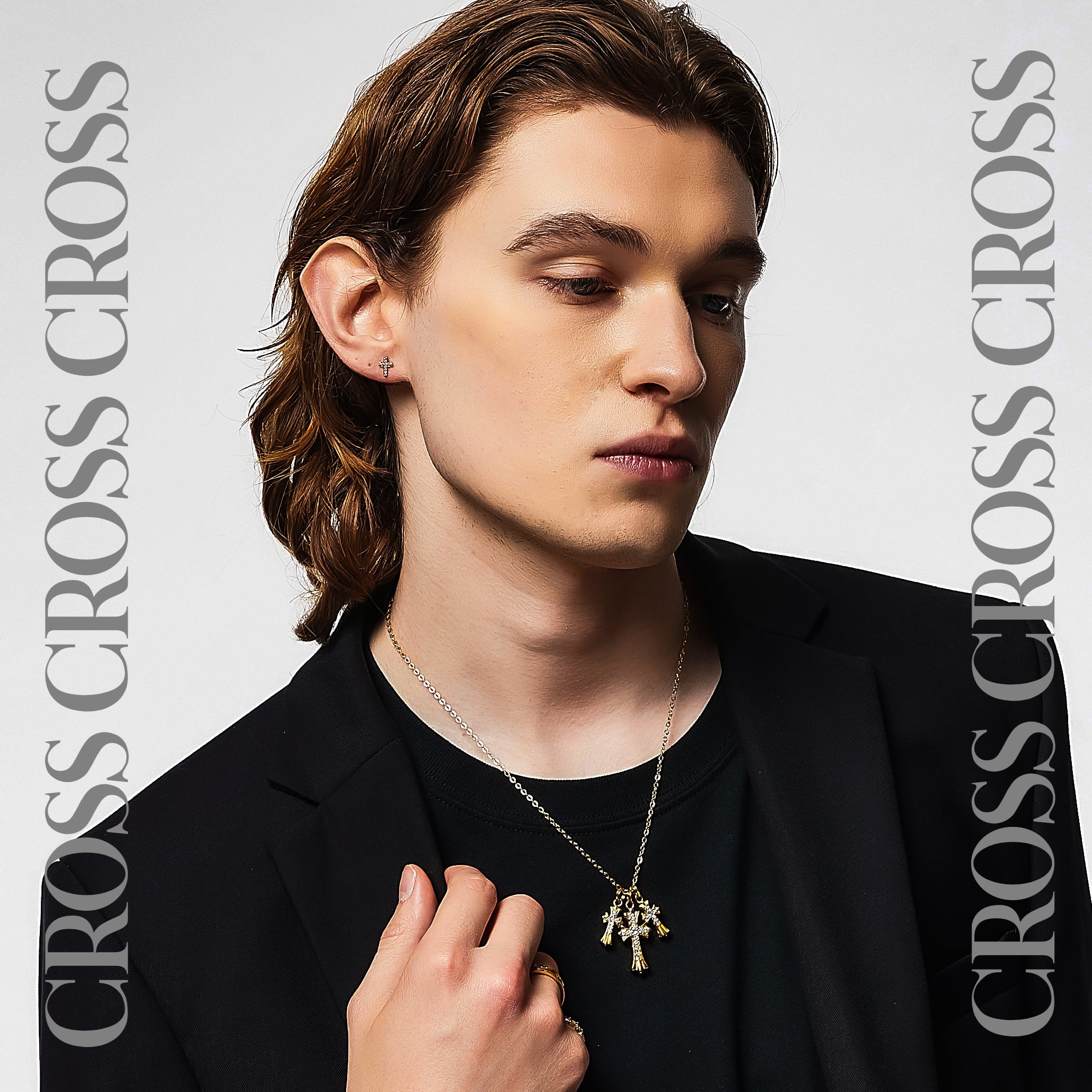 スワロフスキー使用】316L Hawaiian Triple Cross 【GOLD