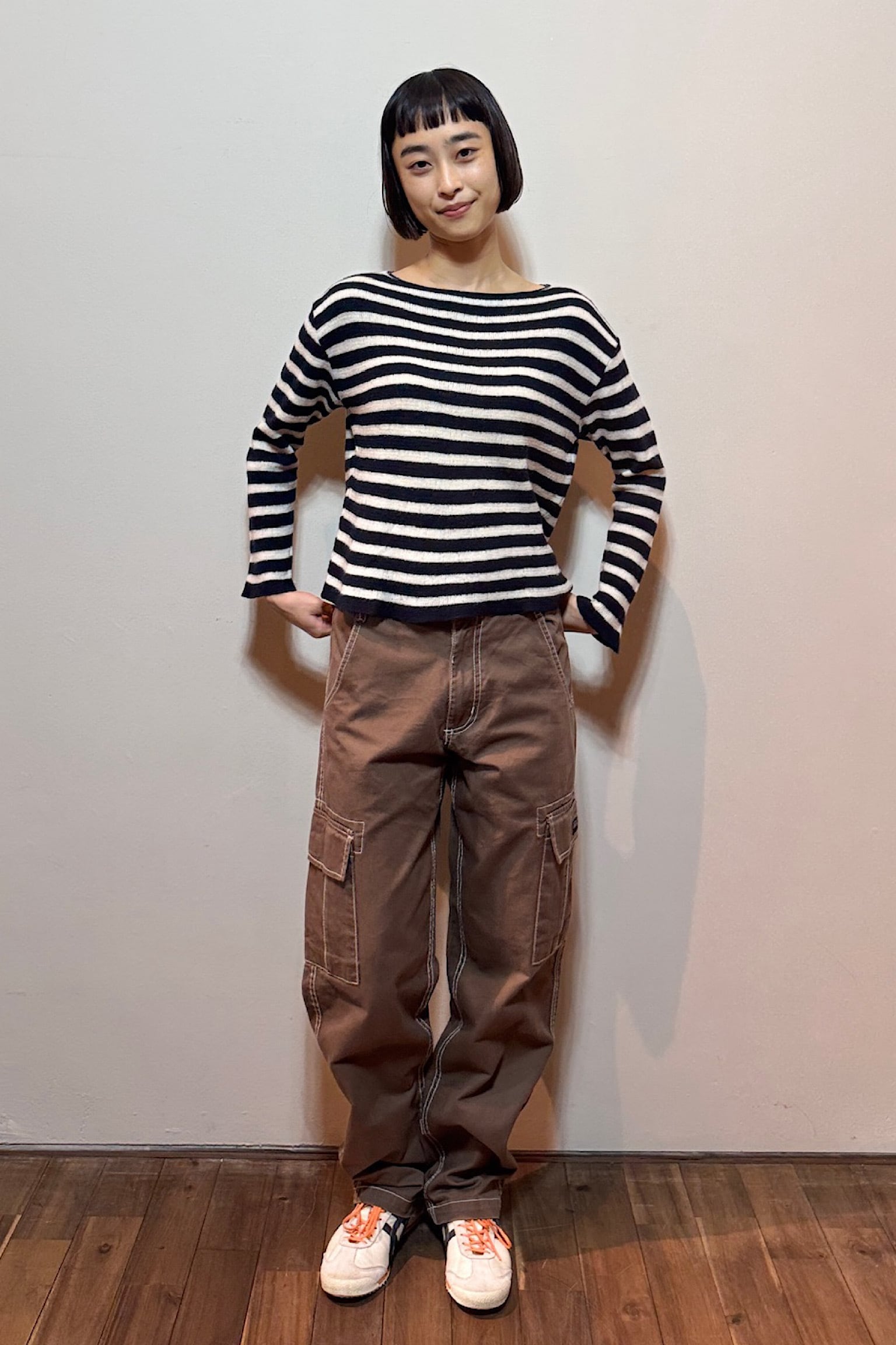 miumiu ネイビーボーダーフリースウールニット | DROOMTUIN_VINTAGE