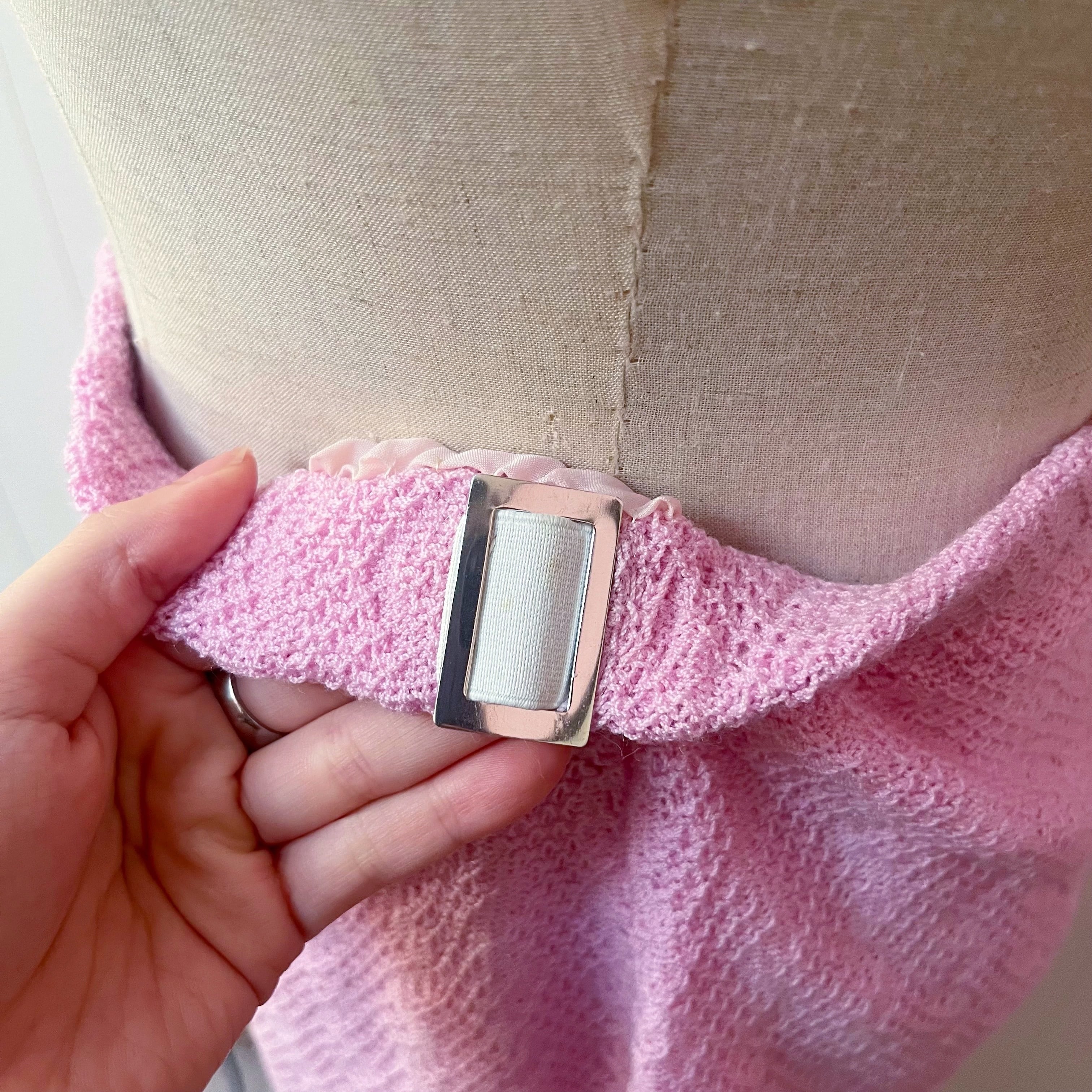 carnation pink hand knit set up