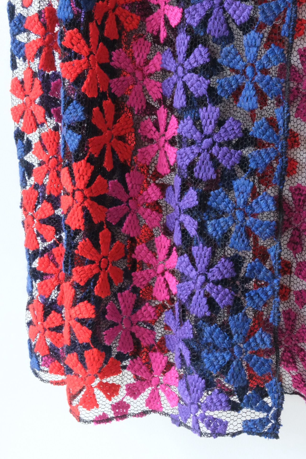 Colorful flower mesh lace cardigan