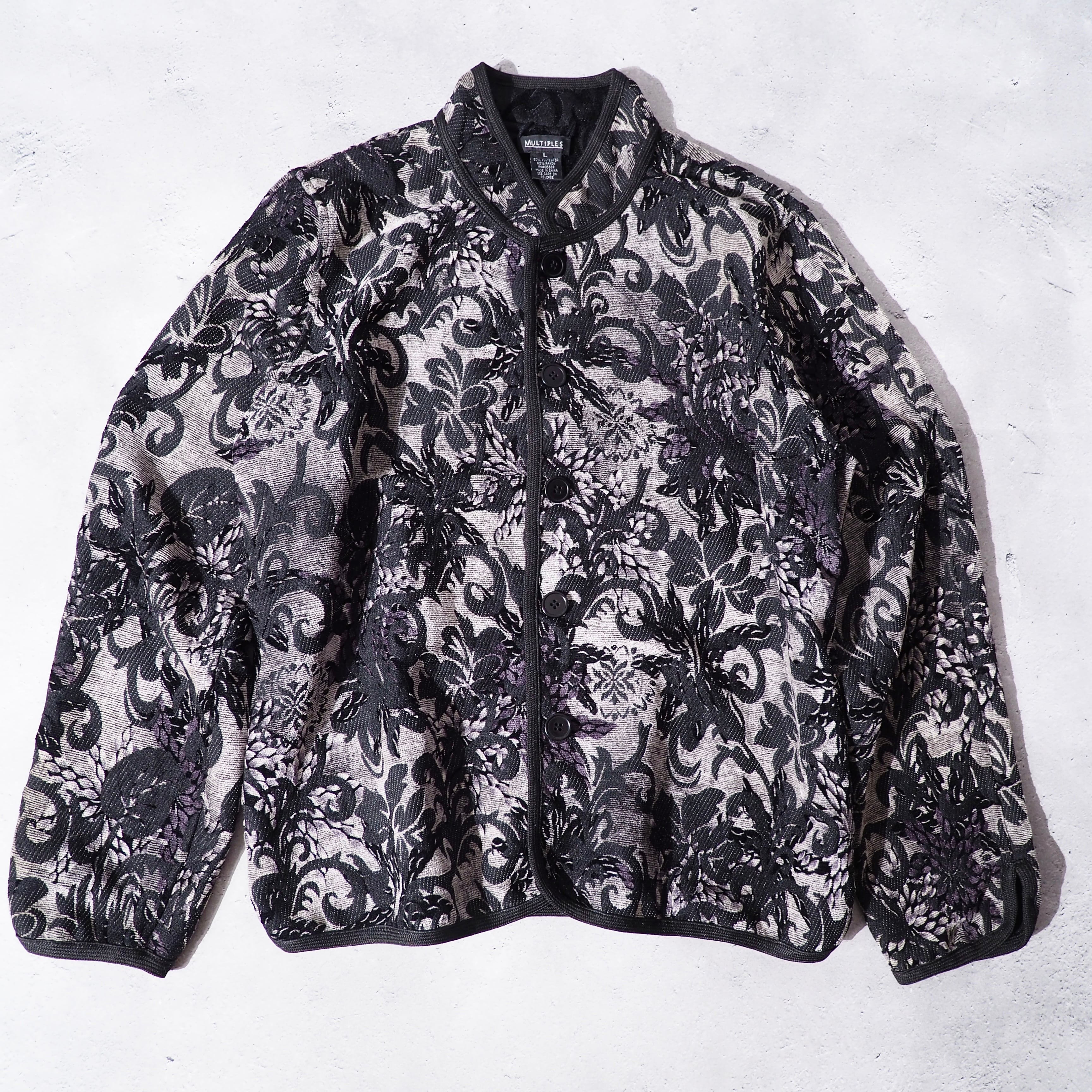 Dark tone flower embroidery two way reversible China jacket