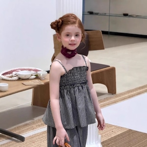 夏チェック柄キャミソール&ボトムスセット