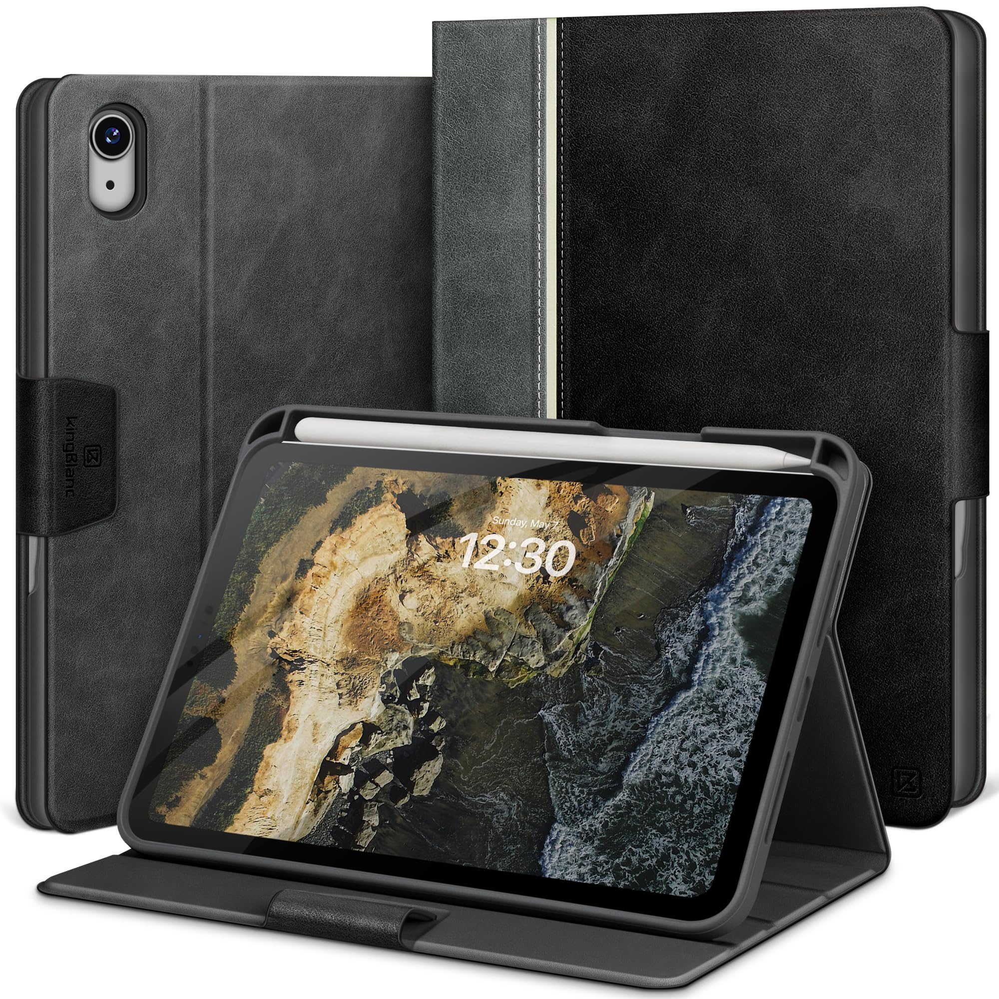 KingBlanc iPad mini 7 ケース (A17 Pro 2024)・iPad mini 6 ケース 2021 バイカラー ペンシル収納