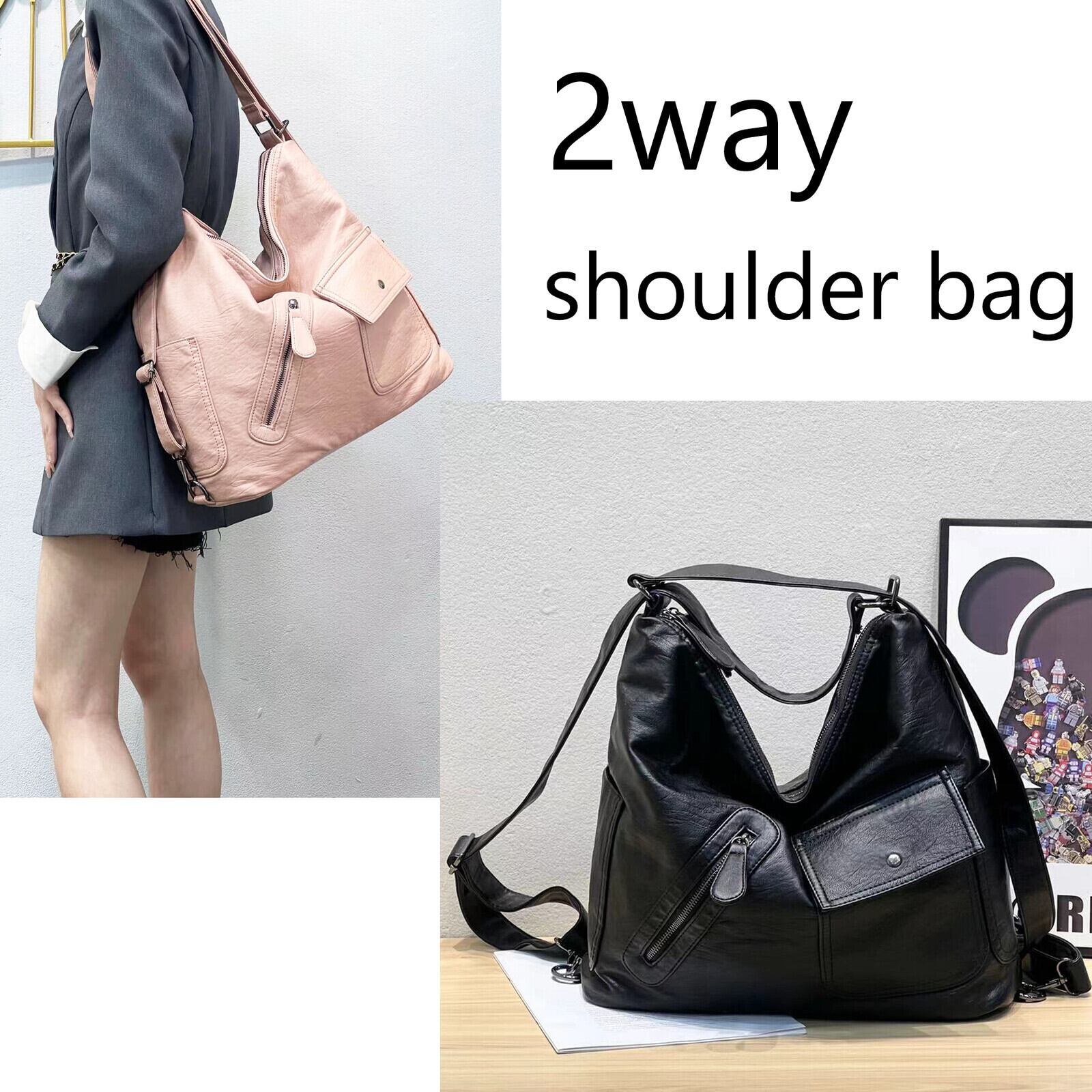 【R2403】洗い合皮2wayショルダーバッグ【idadi】洗えるかばん ショルダーバッグ 斜めがけ 肩掛け 通勤 通学 仕事 ビジネス 旅行 ママバッグ マザーズバッグ レディース 軽量 軽い 大容量