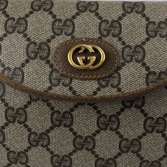 GUCCI グッチ GGプラス ショルダーバッグ ベージュ PVCレザー ラウンド ミニバッグ vintage ヴィンテージ オールド ku752d