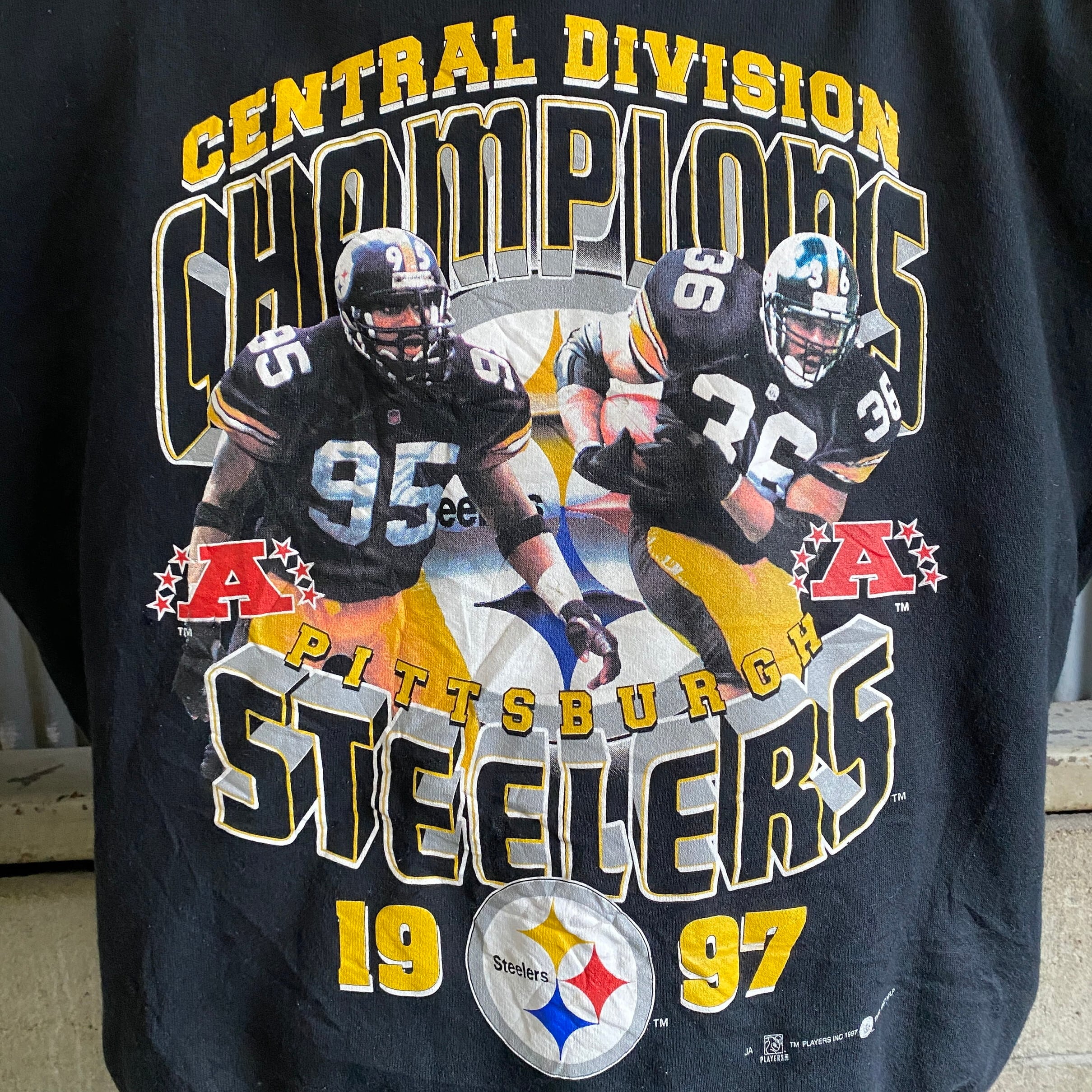 90s Pittsburgh Steelers 全面プリント クルーネック Tシャツ 90年代 ピッツバーグ・スティーラーズ NFL アメフト ホワイト L 90s - 00s ヴィンテージ  Vintage Used トップス カットソー 半袖【メンズ】