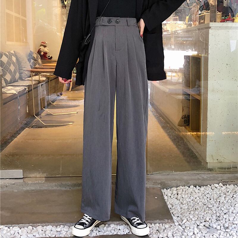 パンツレディース2020夏新作ハイウエストドレープスーツパンツルーズワイドレッグパンツは薄くて用途の広いカジュアルパンツ YY-ファッション84919919793