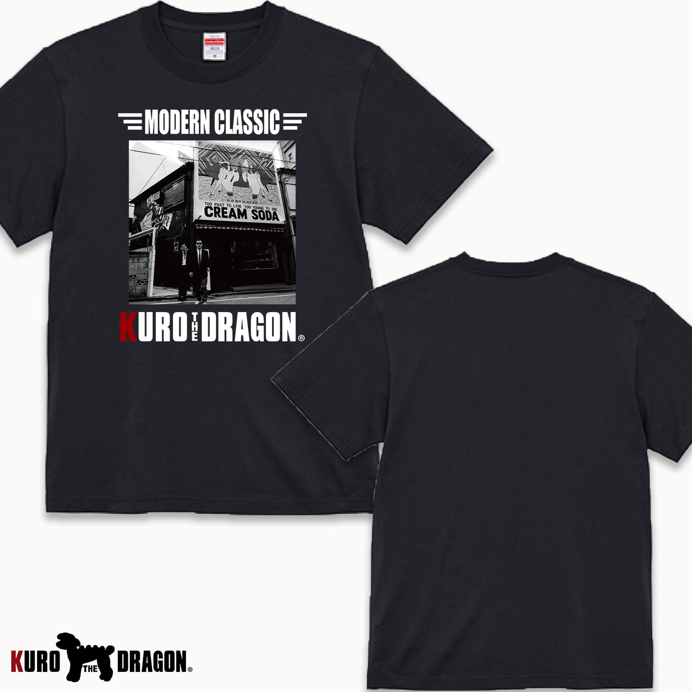 KDロゴラグランロングスリーブTシャツBLACK×WHITE | KURO THE DRAGON