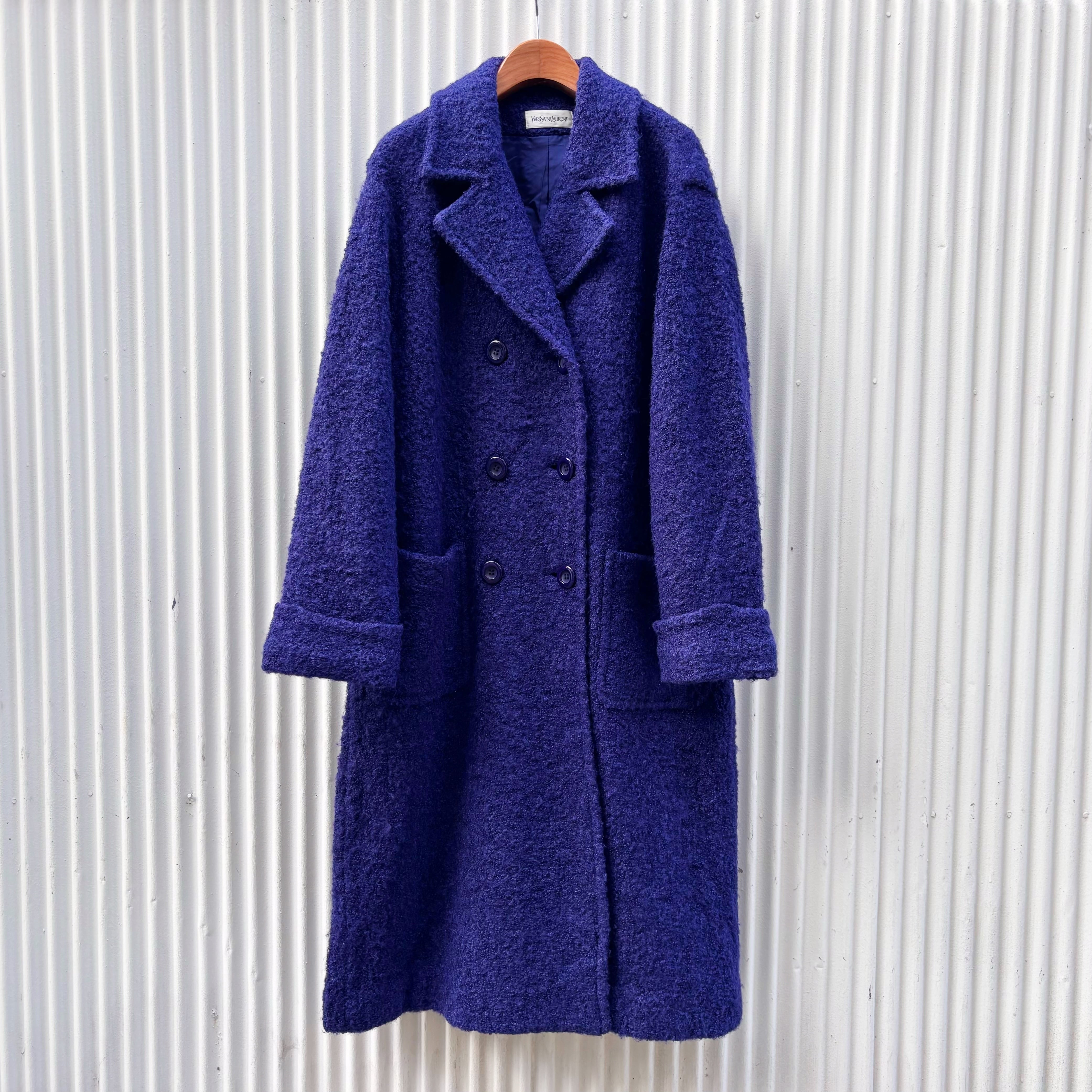 ヴィンテージ ウール カシミヤ ニットロングダブルコート ピンク L レトロ ヴィンテージ ウール カシミヤ ニットロングダブルコート ピンク L