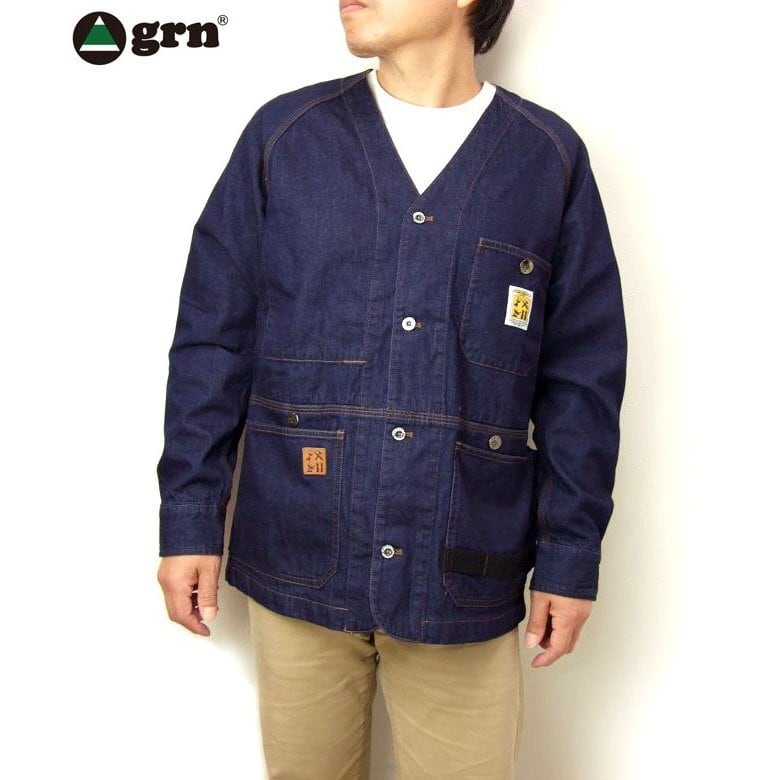 grn メンズファッション ジーアールエヌ　ワークス ジャケット　GU112017　WORKS V-NECK COVERALL　カバーオール　 カーディガン