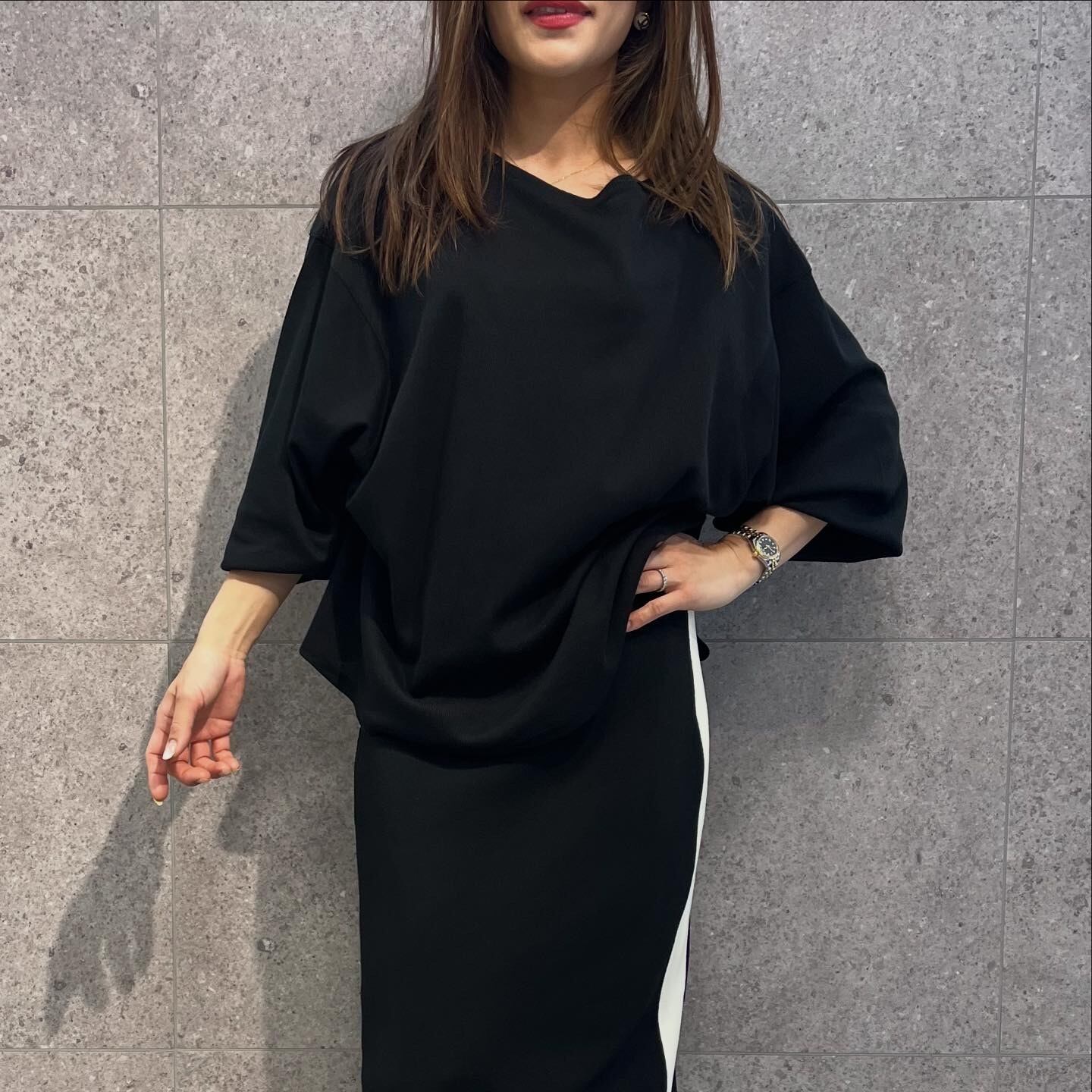 エイミーロウ eimeelaw Eimee Law ギャザーフリルヘムリブニット