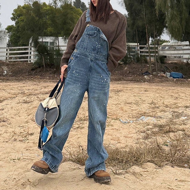 スプラッシュペインターウォッシュドサロペット   R00578