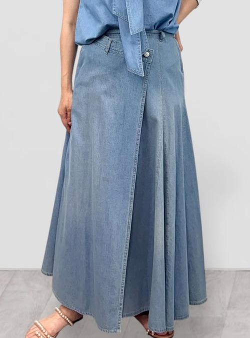 QTUME 8オンスデニム アシンメトリーデニムスカート　612-26007