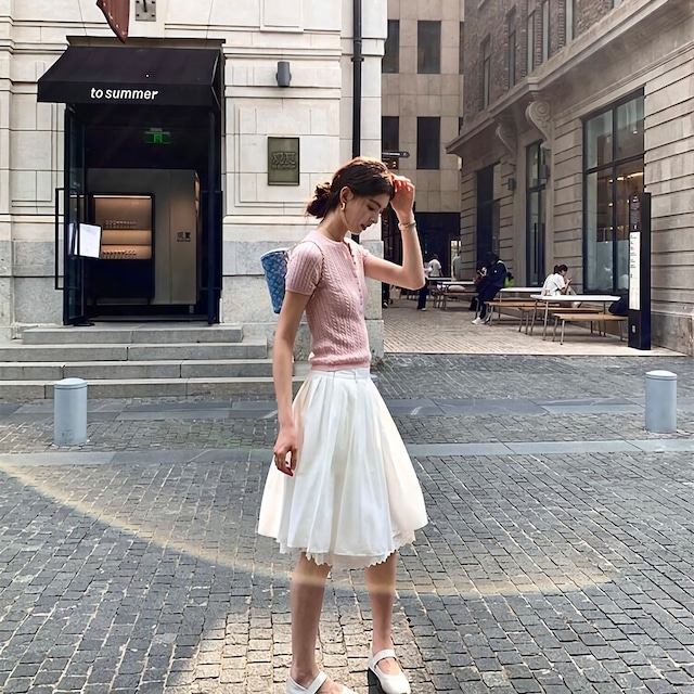 French Lace Contrast Midi Skirt【S00315】