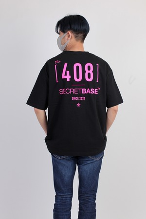“408”T-shirt - Black × Pink