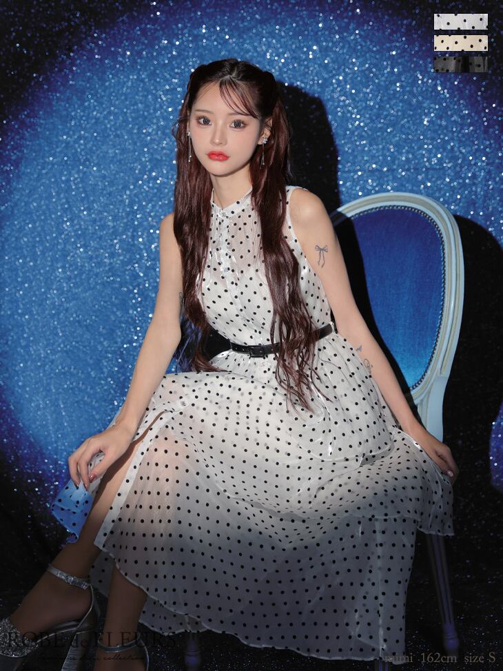 ROBE de FLEURS ローブドフルール fm3281 [ベルト付きドット 