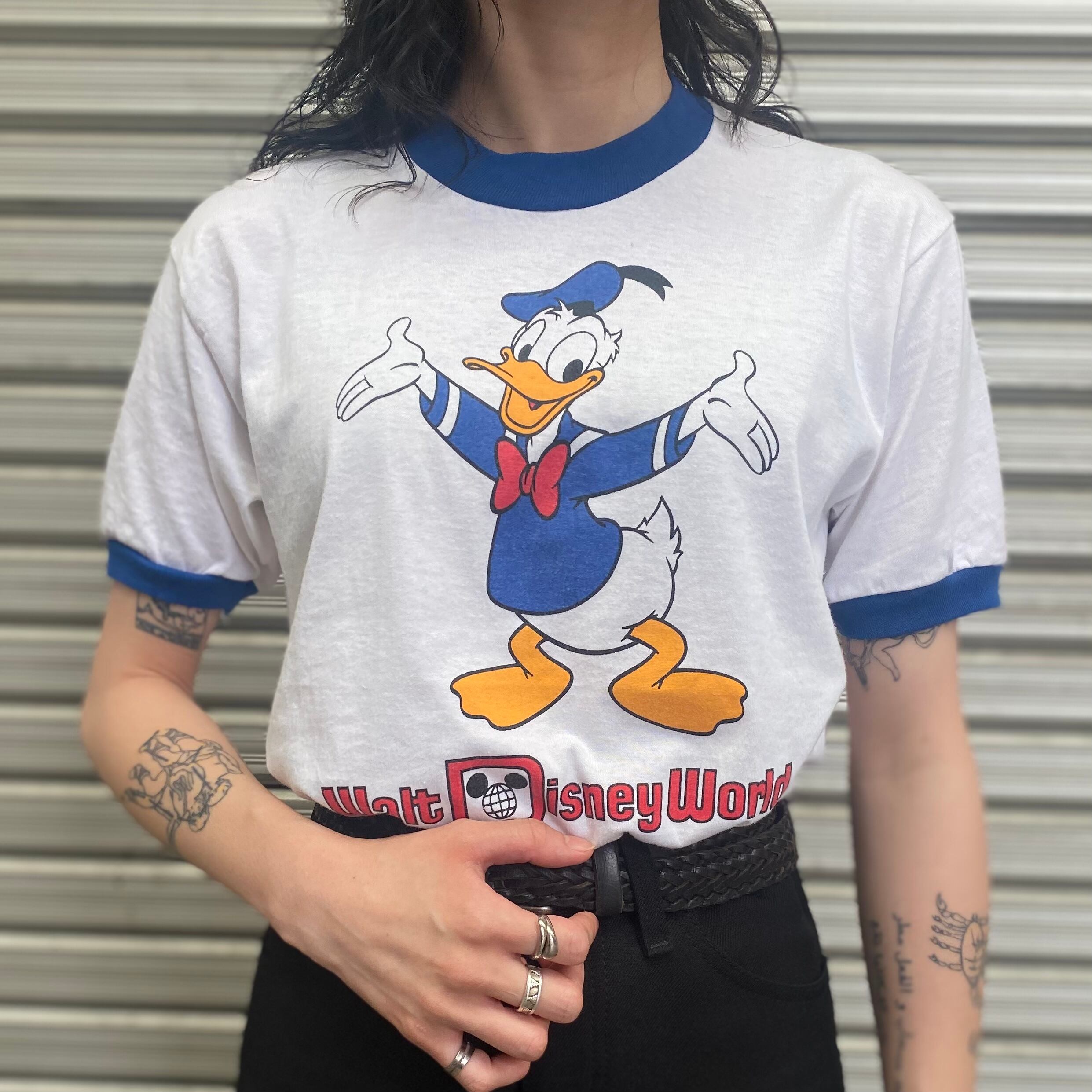 80年代 size: M Disney ドナルド ディズニー リンガーTシャツ