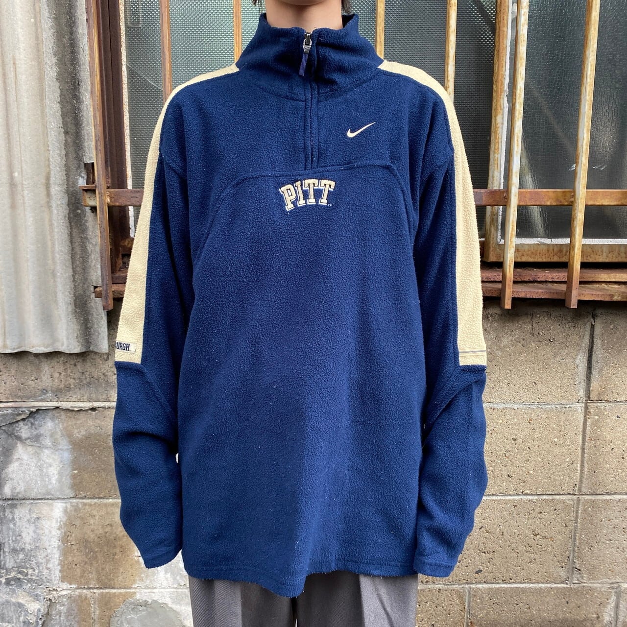 90s NIKE　フリース　ハーフジップ　ジャケット　ネイビー