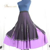 社交ダンス 衣装 スタンダード スカート レッスンウェア 女性用 レディース オールシーズン 練習着 U:NA ユーナ 黒 紫 ブラック系 パープル系 ラインストーン スカート レディース用 ダンス衣装 練習用 衣装 日本製 伸縮性 舞台用 ファスナー付き