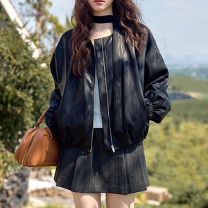 ribbon zip up blouson