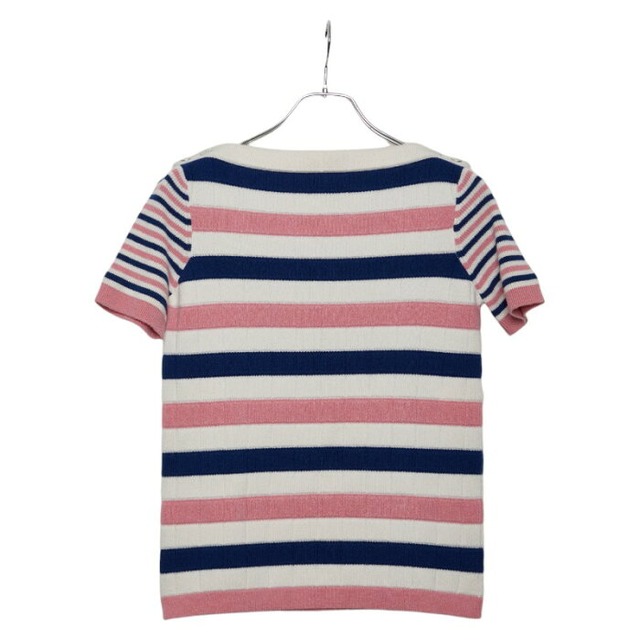 シャネル ボーダー ココマークボタン ニット 半袖 サイズ：36 P45628K05700 ホワイト マルチカラー カシミヤ レディース CHANEL 【中古】