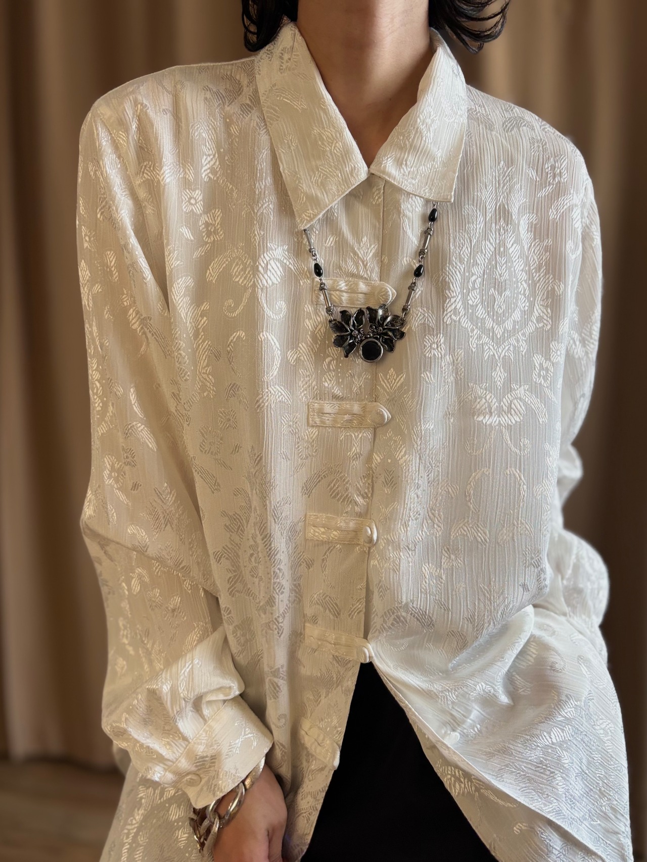 gothic floral statement necklace-5312-7