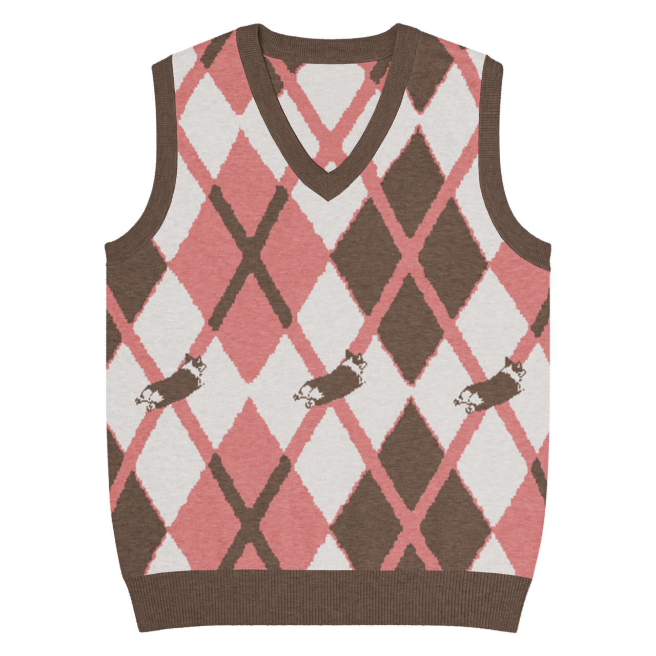 WIGGLE ARGYLE Knit Vest　[T0098]