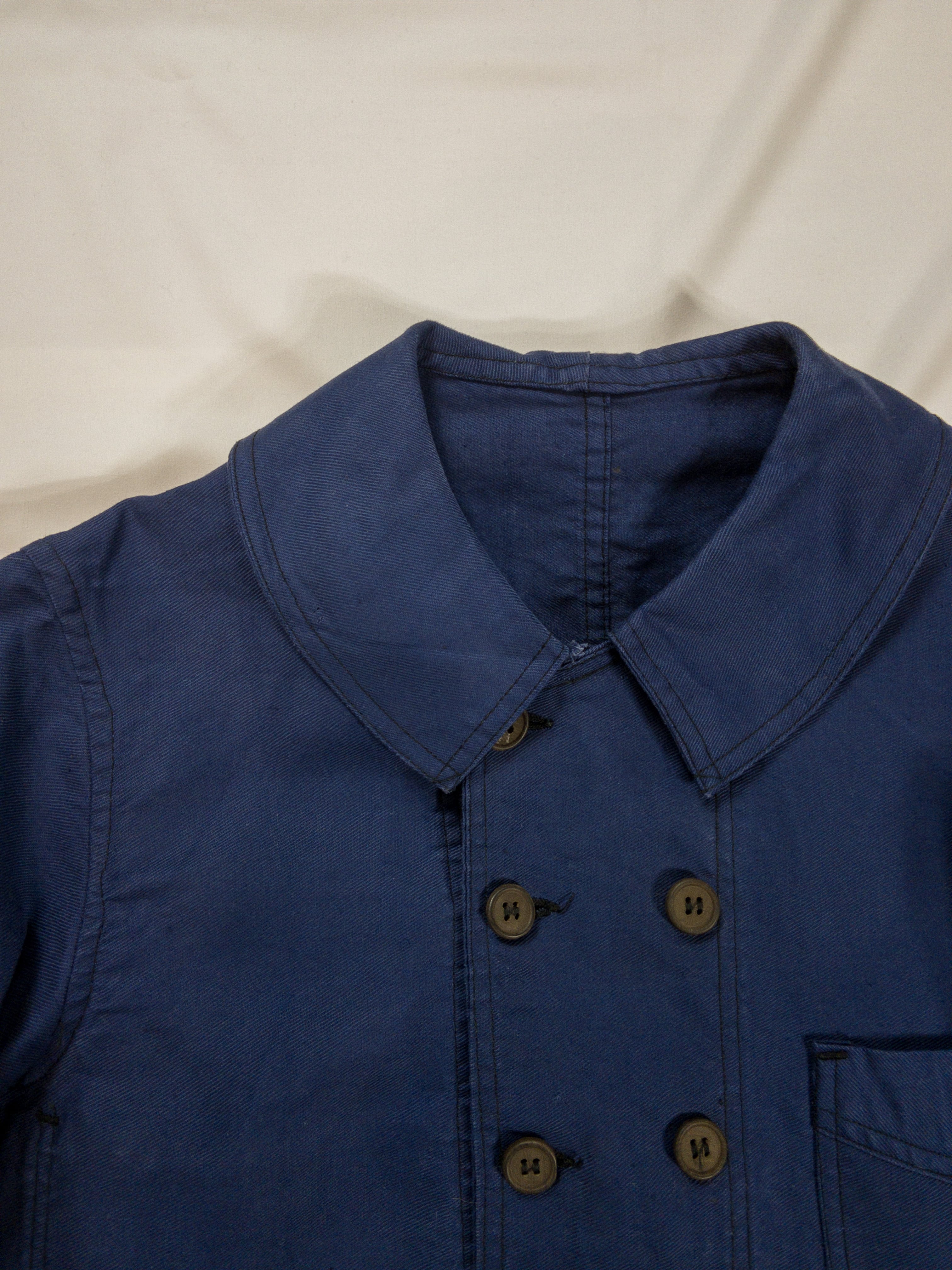 1930s】French Work Cotton Twill Double Breasted Jacket, with All