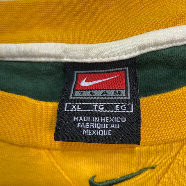 90s NIKE ナイキ　NBA レタードワッペンTシャツ　マスタード　XL