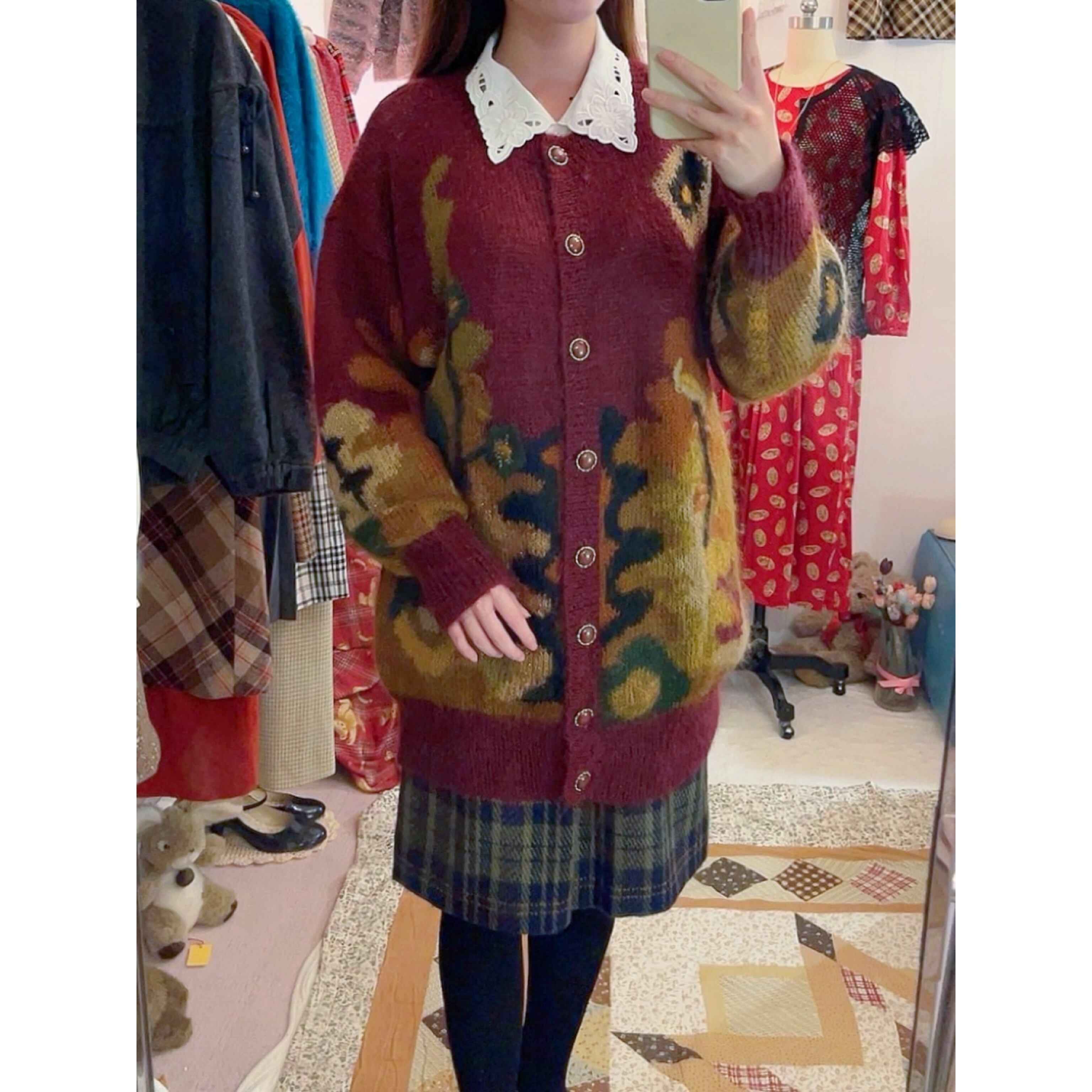 botanical lame knit cardigan