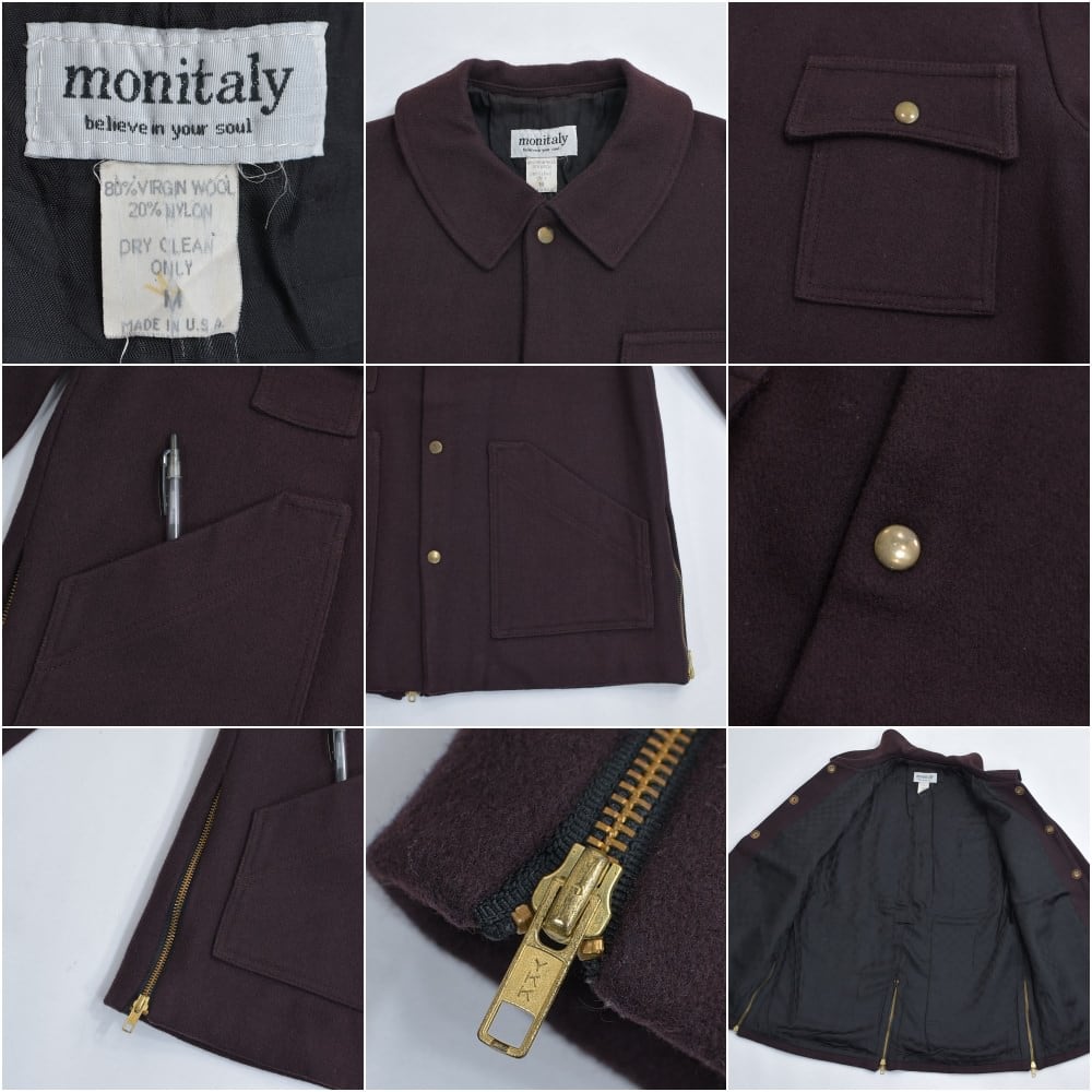 90s USA製 monitaly モニタリー ウールメルトン ハンティングデザイン