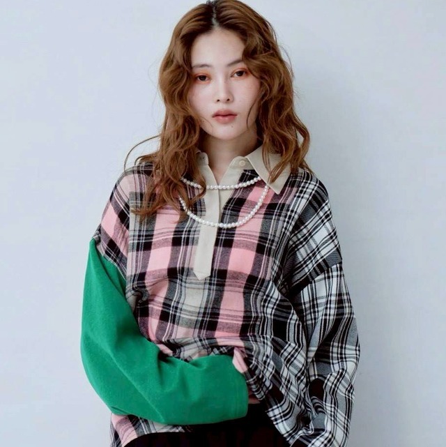 【HCAE】PANELED CHECK PULLOVER