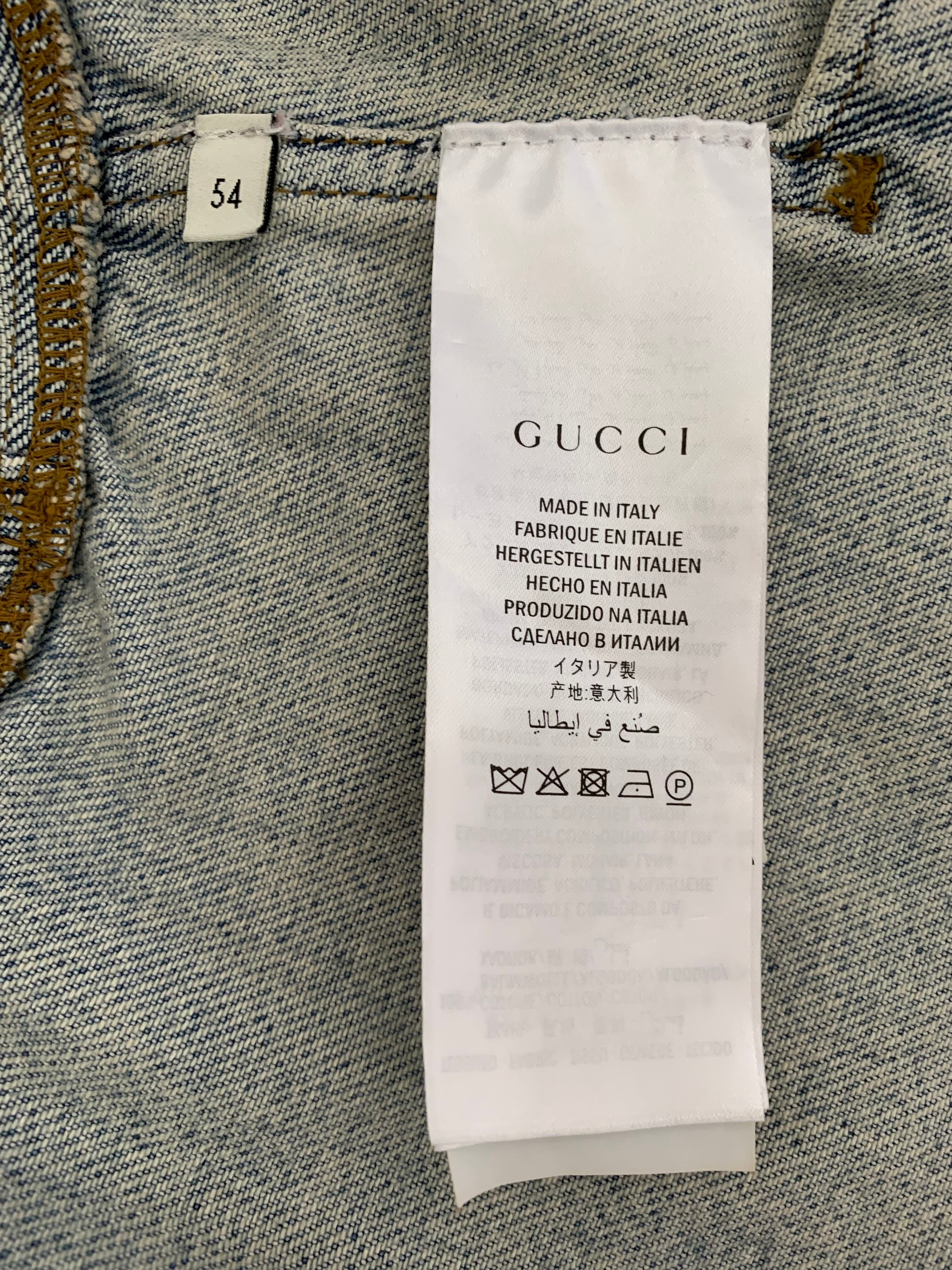 【美品】GUCCI テディベアデニムジャケット GUCCI】18SS クラッシュ加工 テディベア デニムジャケット 確実正規品