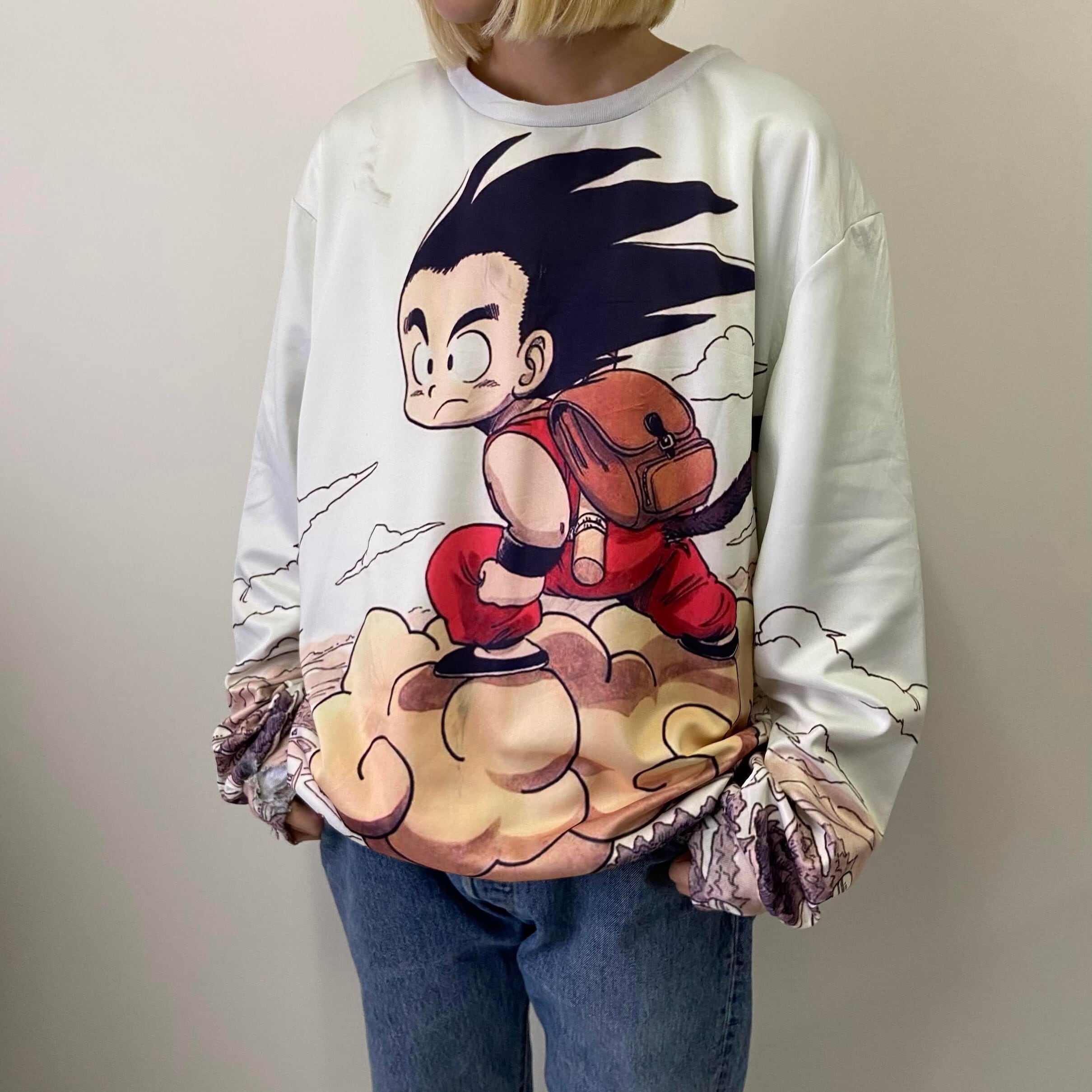 DYKHMILYドラゴンボール 孫悟空 総柄 オーバープリント 長袖 ポリシャツ メンズM 古着 ホワイト  白【ロングTシャツ】【CS2212-30】【3anniv】 | cave 古着屋【公式】古着通販サイト