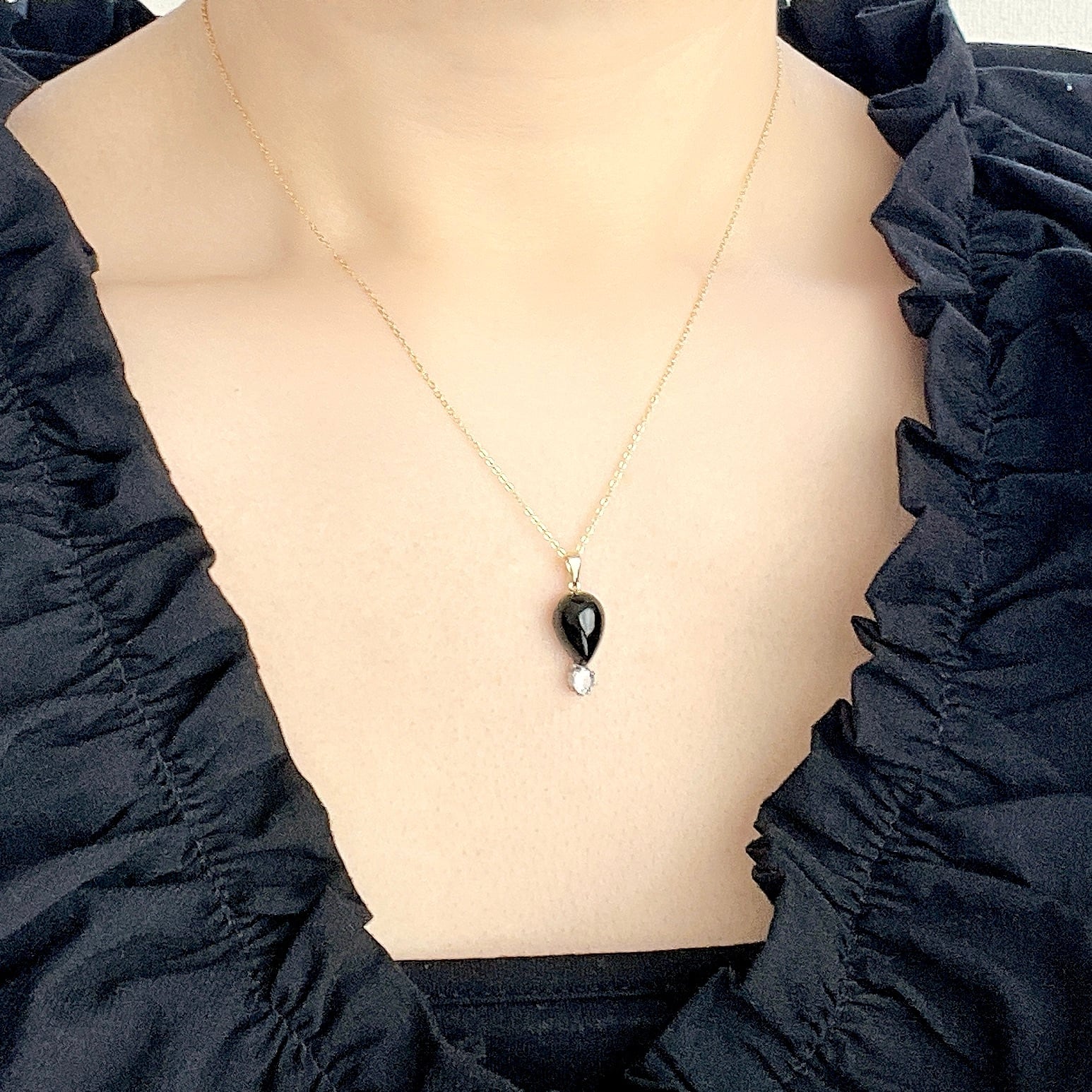 漆黒の宇宙Ⅱ✧モリオンお守りネックレス（ペアシェイプ）✧GALAXY