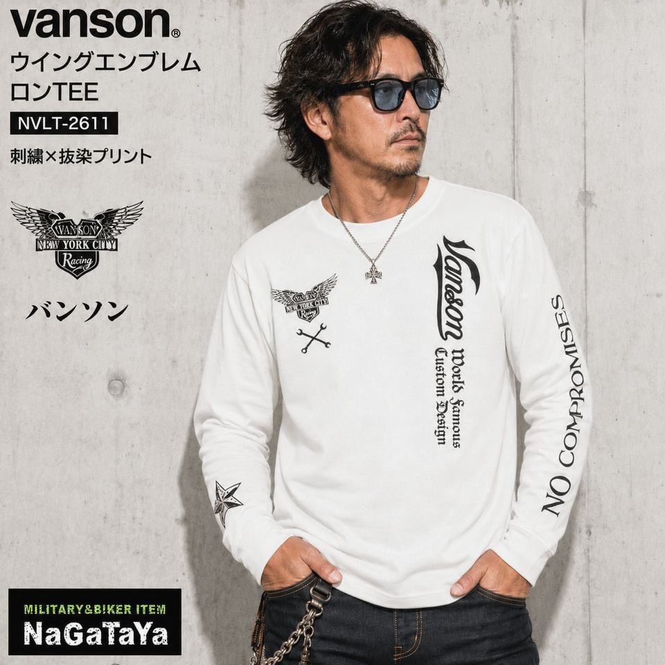 VANSON バンソン NVLT-2611 ウィングエンブレム ロンT 長袖Tシャツ