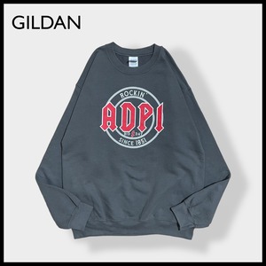 【GILDAN】ROCKIN ADPI パロディ ロゴ プリント スウェットトレーナー 裏起毛 M US古着