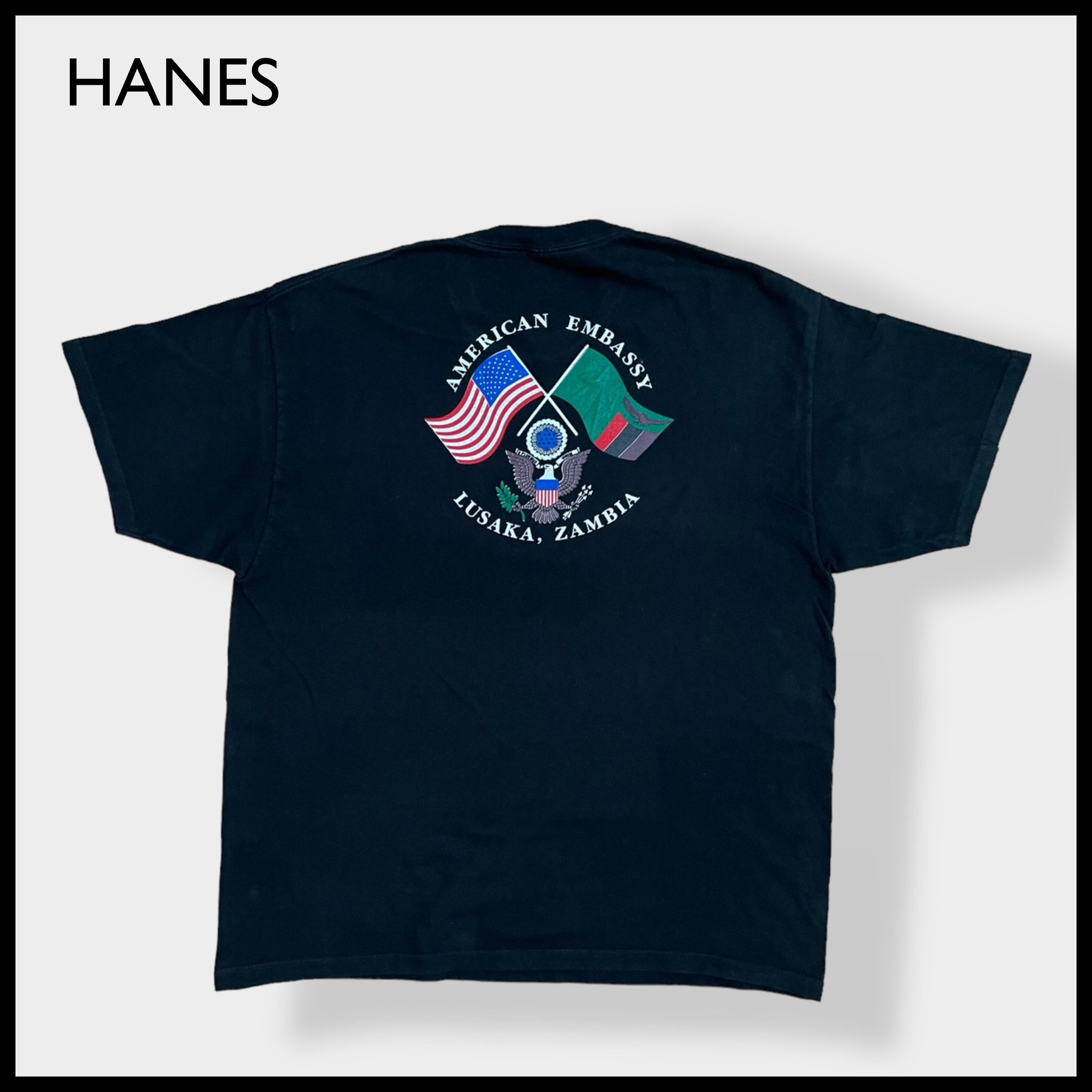 HANES】XL ビッグサイズ Tシャツ メキシコ製 アメリカ大使館 ザンビア ...