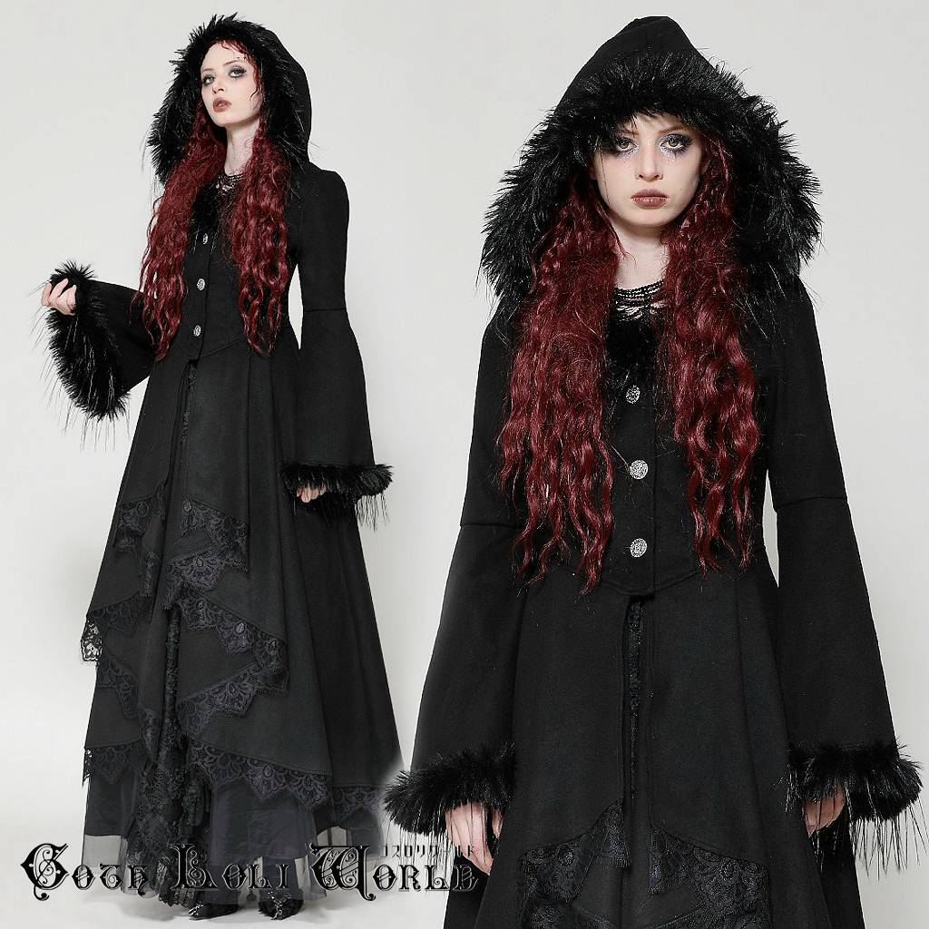 WY-1557DPM-BK 着脱フェイクファーケープタッセル付 クローク WY-1557DPM-BK 着脱フェイクファーケープタッセル付 クローク