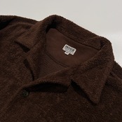 USA製 URBAN INSTINCT アーバン インスティンクト パイル地 開襟 長袖シャツ サイズ M /ダークブラウン系 アメリカ製 ビンテージ