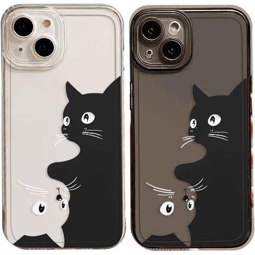 可愛い ねこ 猫 ネコ スマホケース iPhone 11 用 ケース 簡単 アイフォン 11 用 ケース 6.1インチ シリコーン保護カバー iPhone用ケース 指紋防止 スマホ バンパー すり傷防止 カラー ブラック 3600