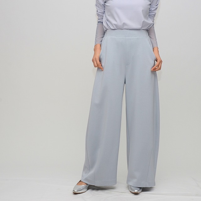 【トレンド感プラス】マシュマロダブルフェイス・バレルレッグパンツ ‐ LEQ-2623 ダルサックス ‐