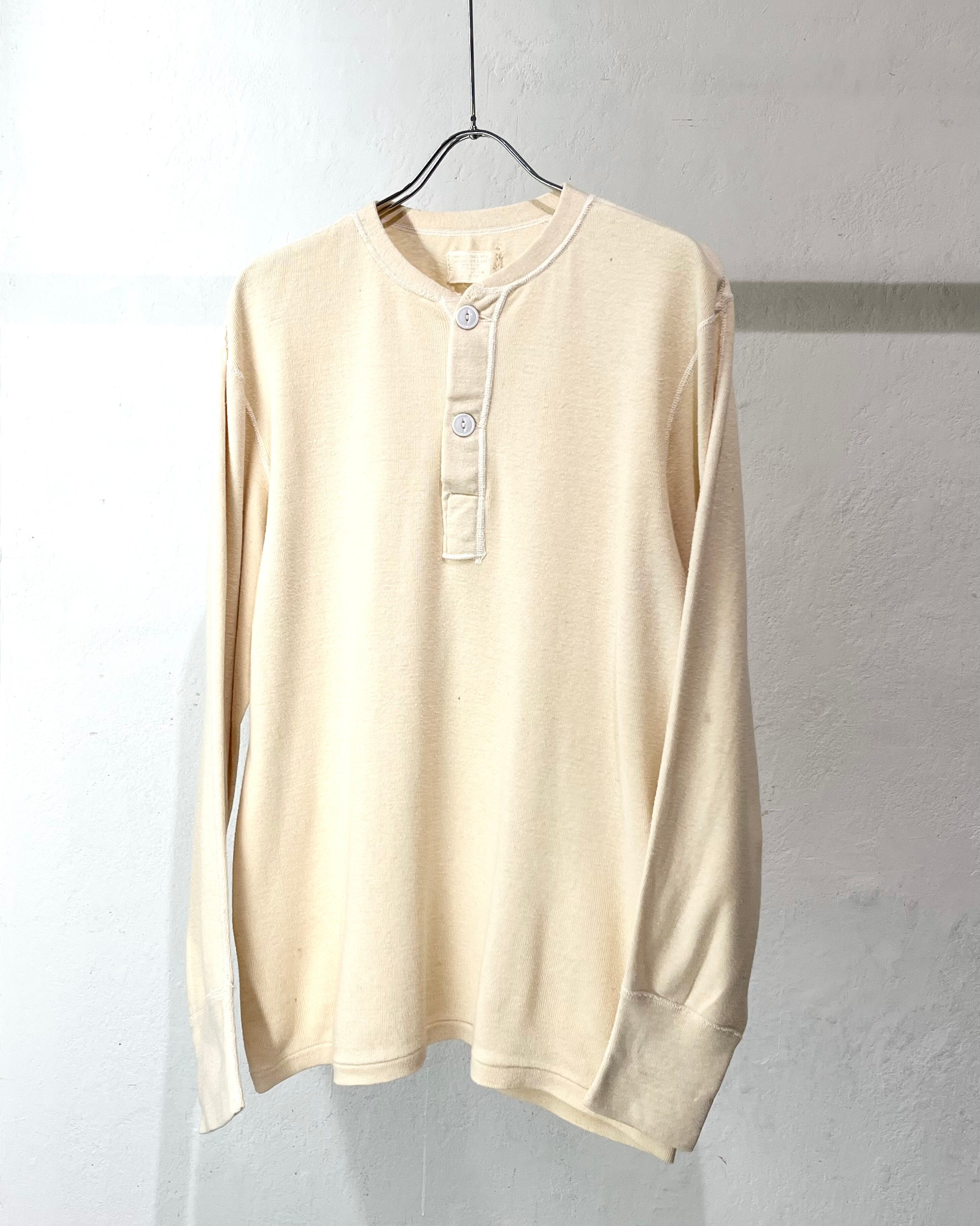 70s US ARMY L/S Henry-Neck Cut-sew