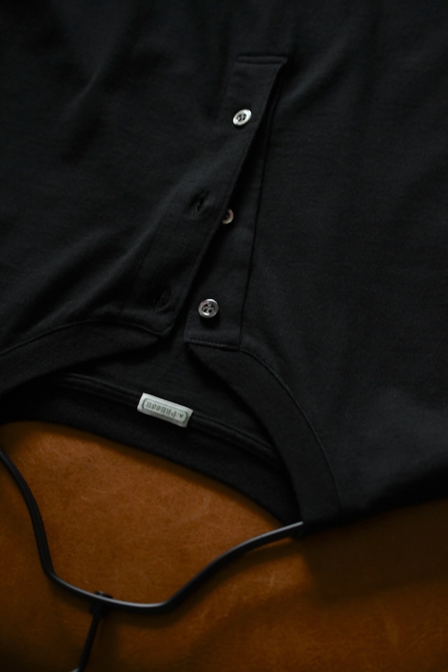 A.PRESSE / Cashmere Blend L/S Henley Neck Shirt (Black)