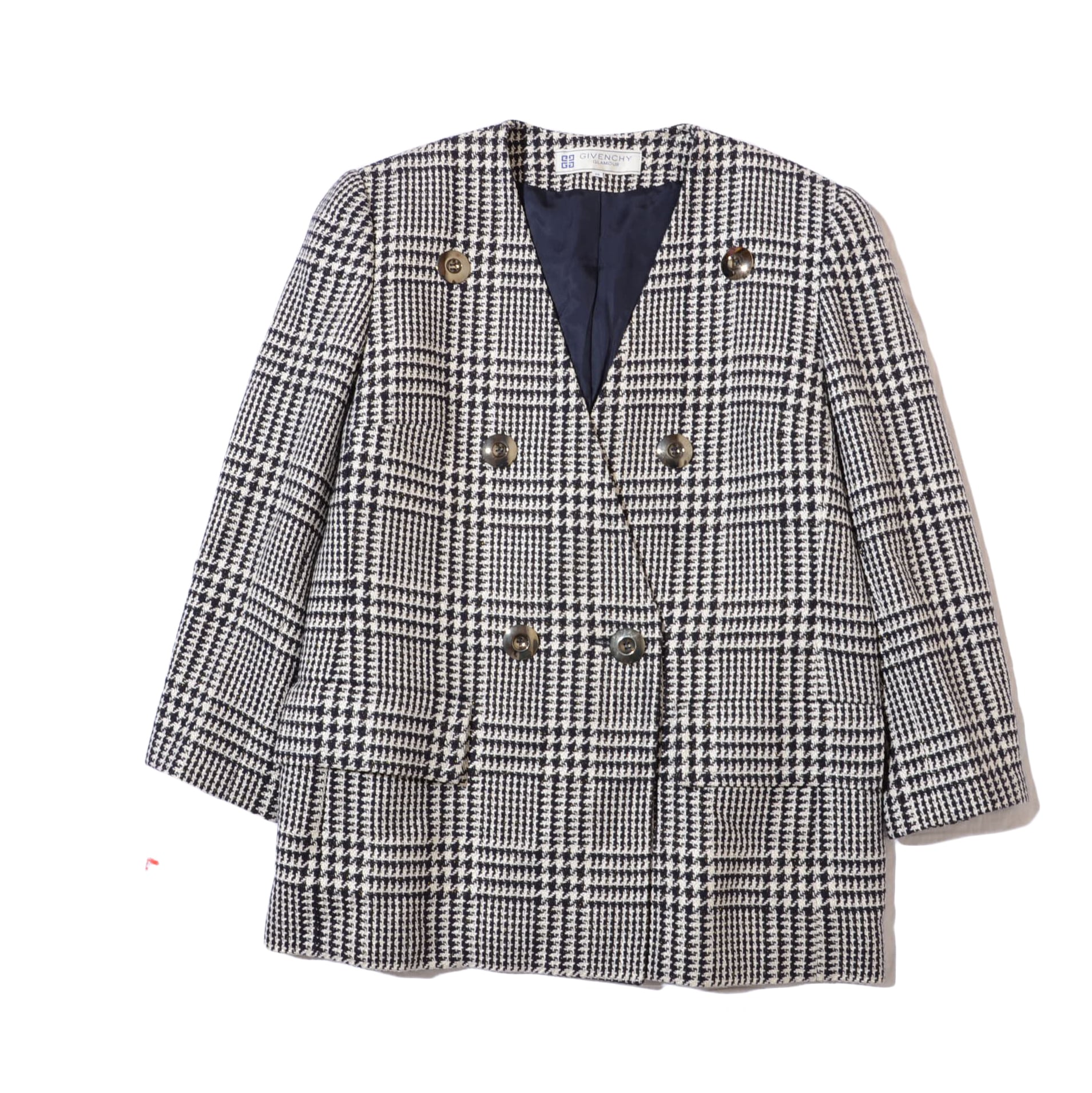 Givenchy GLAMOUR (90's license) glen check collarless jacket 