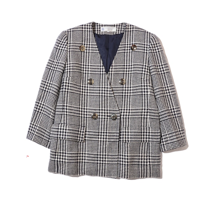 Givenchy　GLAMOUR　(90's license)   glen check collarless jacket