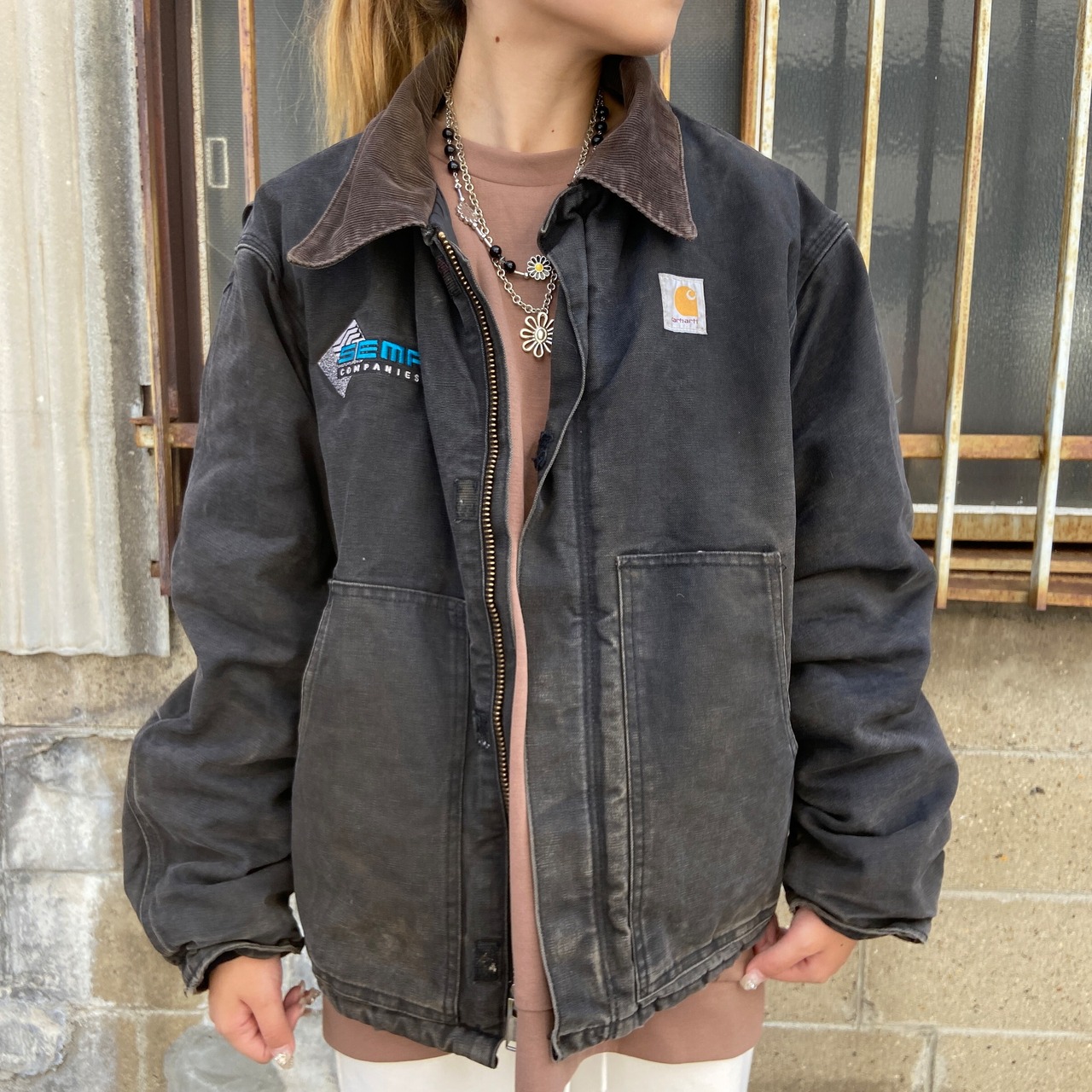 ビッグサイズ 90年代 USA製 Carhartt カーハート ワンポイント 企業 