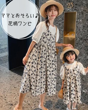 重ね着風 花柄ワンピース Kids