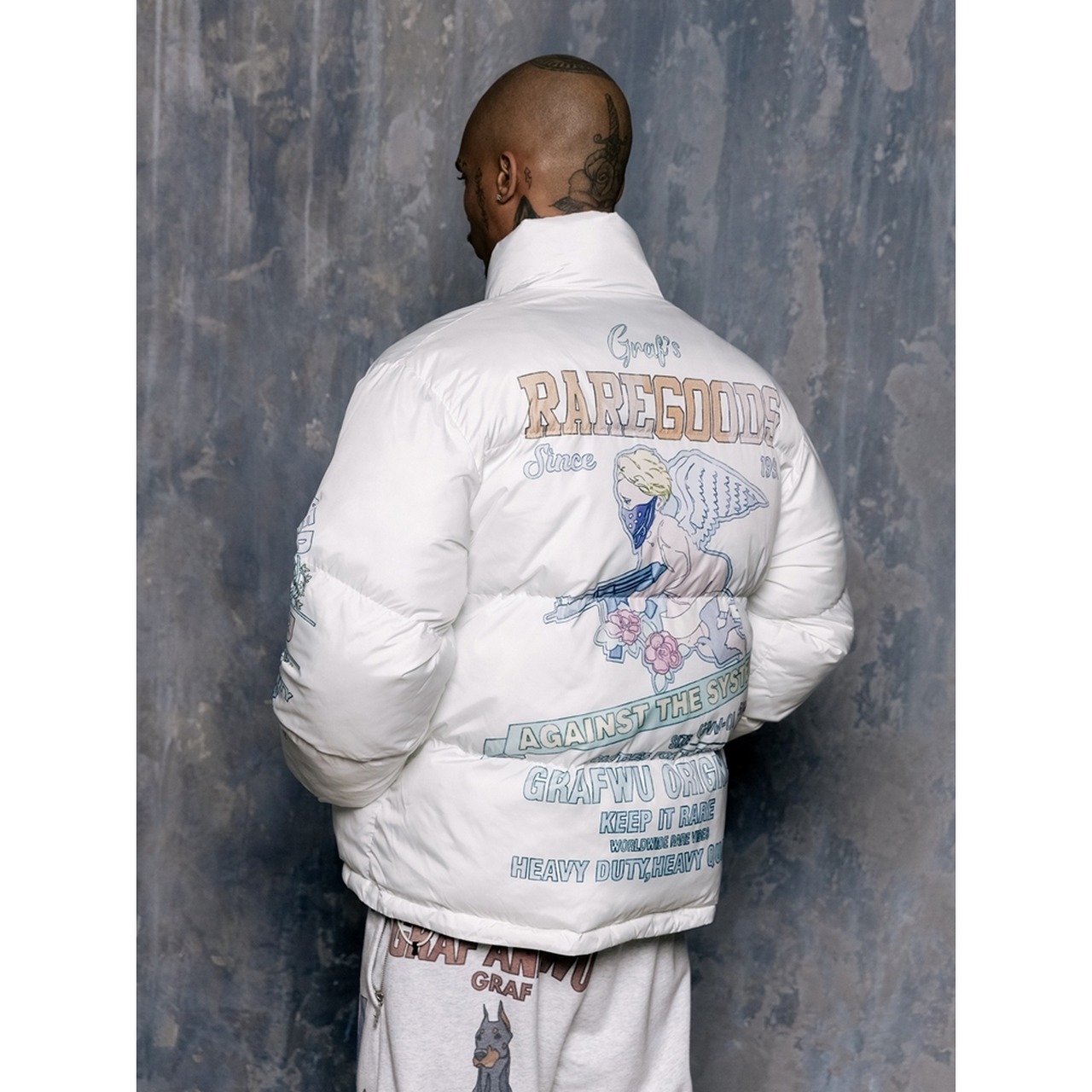 【暖かさUP】ストリートGRAF&WU AK47天使中綿ジャケット T1294