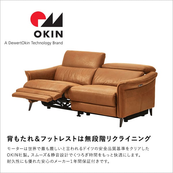 本革 電動リクライニングソファ 2人用(Z-637 両電動 BR) 本革 電動